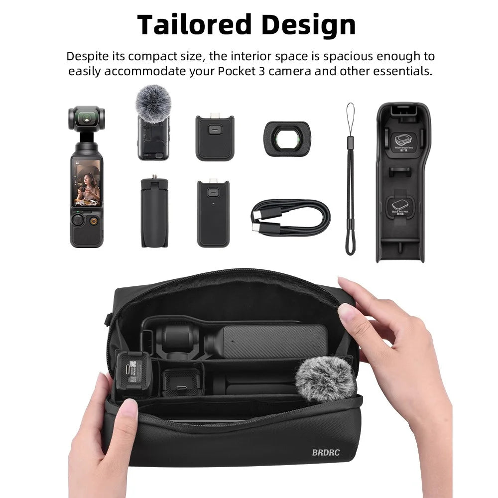 BRDRC Crossbody Storage Bag for DJI Osmo Pocket 4 / 3 Handheld Carrying Case Shoulder Bag - Black - 4