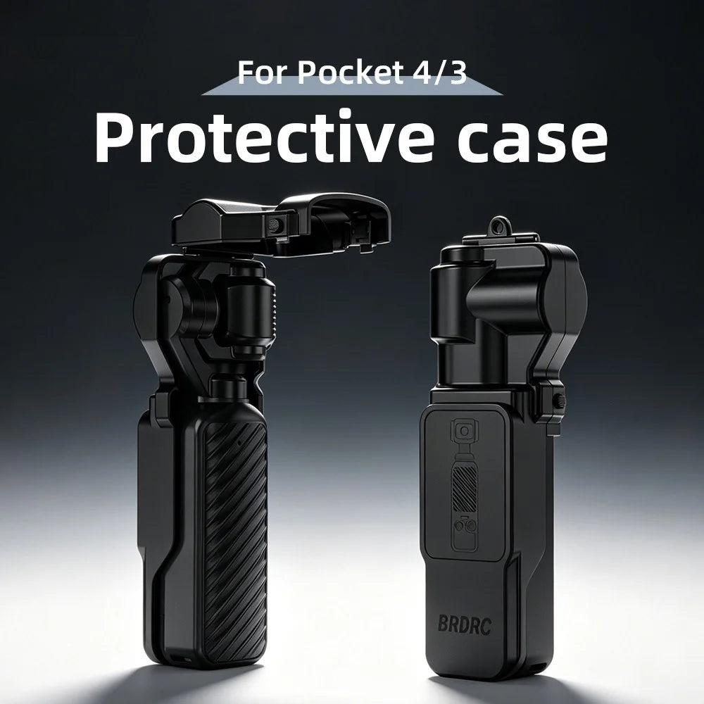 BRDRC For DJI Osmo Pocket 4 / 3 Protective Case Shockproof Flip Top Cover with Magnetic Filter Slot - Black - 2