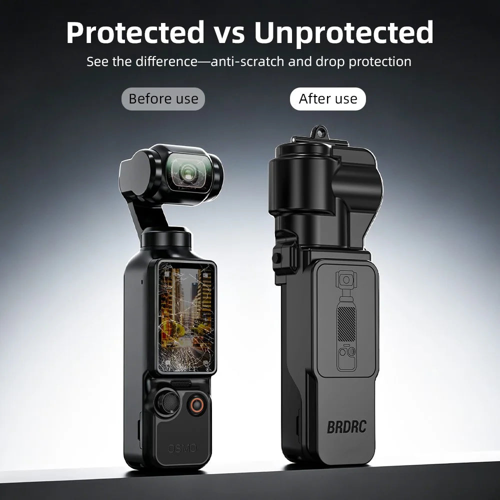 BRDRC For DJI Osmo Pocket 4 / 3 Protective Case Shockproof Flip Top Cover with Magnetic Filter Slot - Black - 4