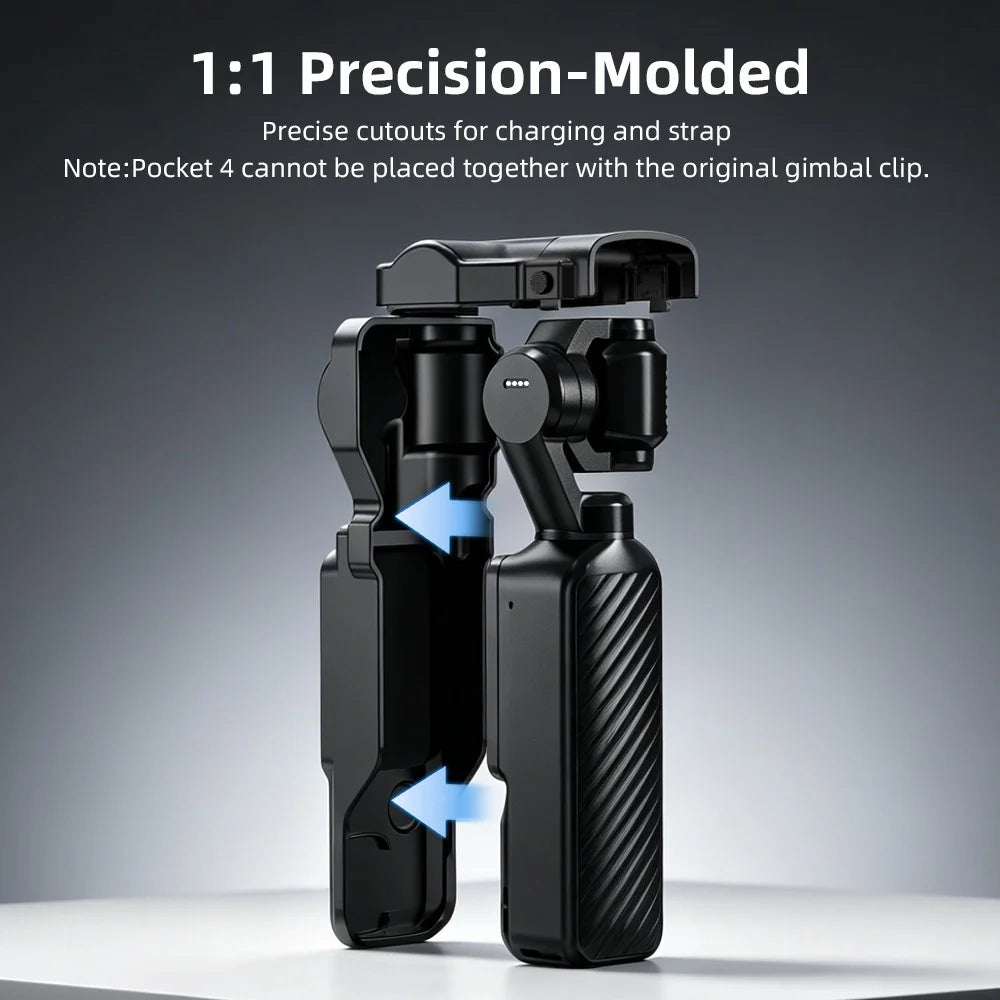 BRDRC For DJI Osmo Pocket 4 / 3 Protective Case Shockproof Flip Top Cover with Magnetic Filter Slot - Black - 5