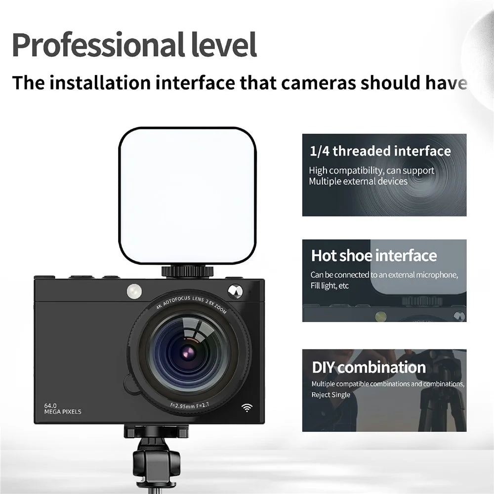 D7 Student Digital Camera 64MP HD CCD WiFi 4K Video Recorder Card Camera with 128GB Memory Card - Black - 4