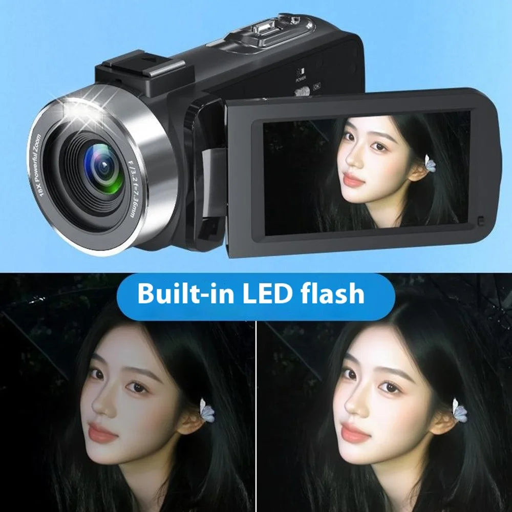 Handheld DV 4K Ultra 80MP Digital Camera with 64GB TF Card / 2 Batteries for Outdoor Travel 18X Digital Zoom 3.0 Inch IPS Screen Camcorder - 2