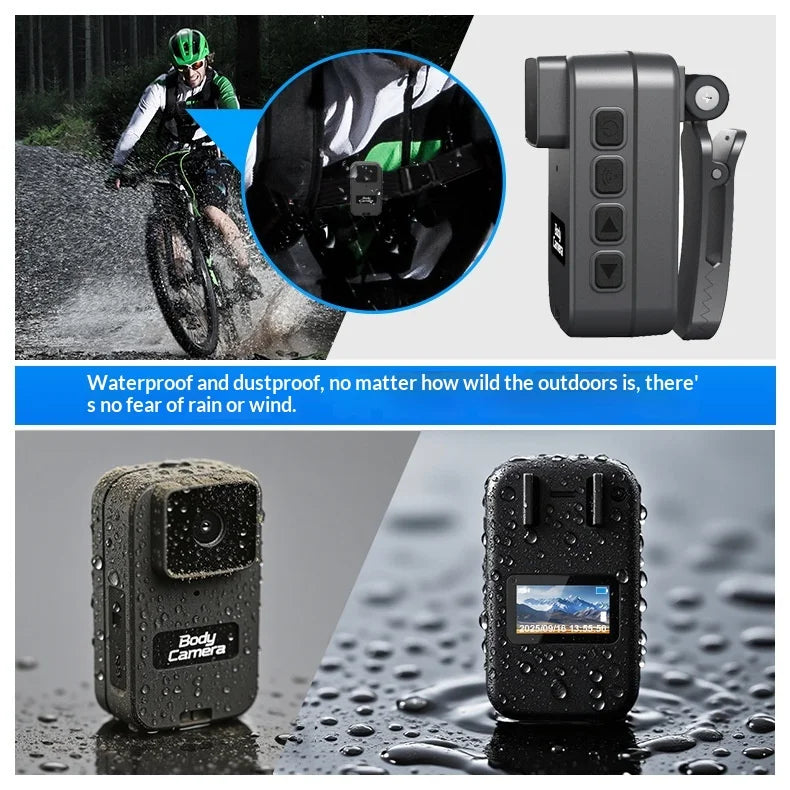 PD02 WiFi Mini Body Camera Waterproof Sports Recorder 0.98 Inch IPS Screen Pocket Cam with Back Clip - Black - 4