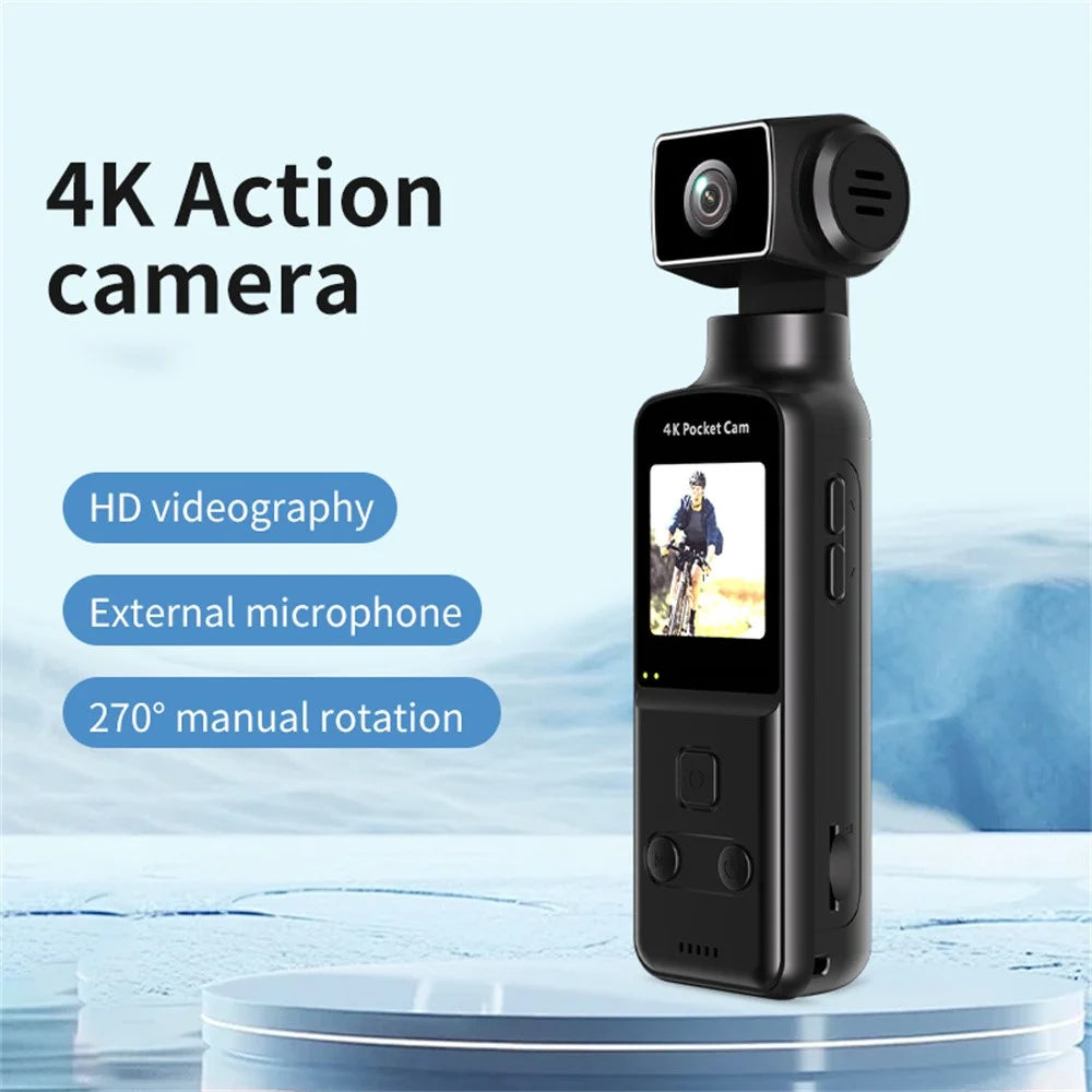 K2 Action Camera 4K Pocket Camera WiFi HD Sports Camera 270 Degree Manual Rotation Cam - Black - 5