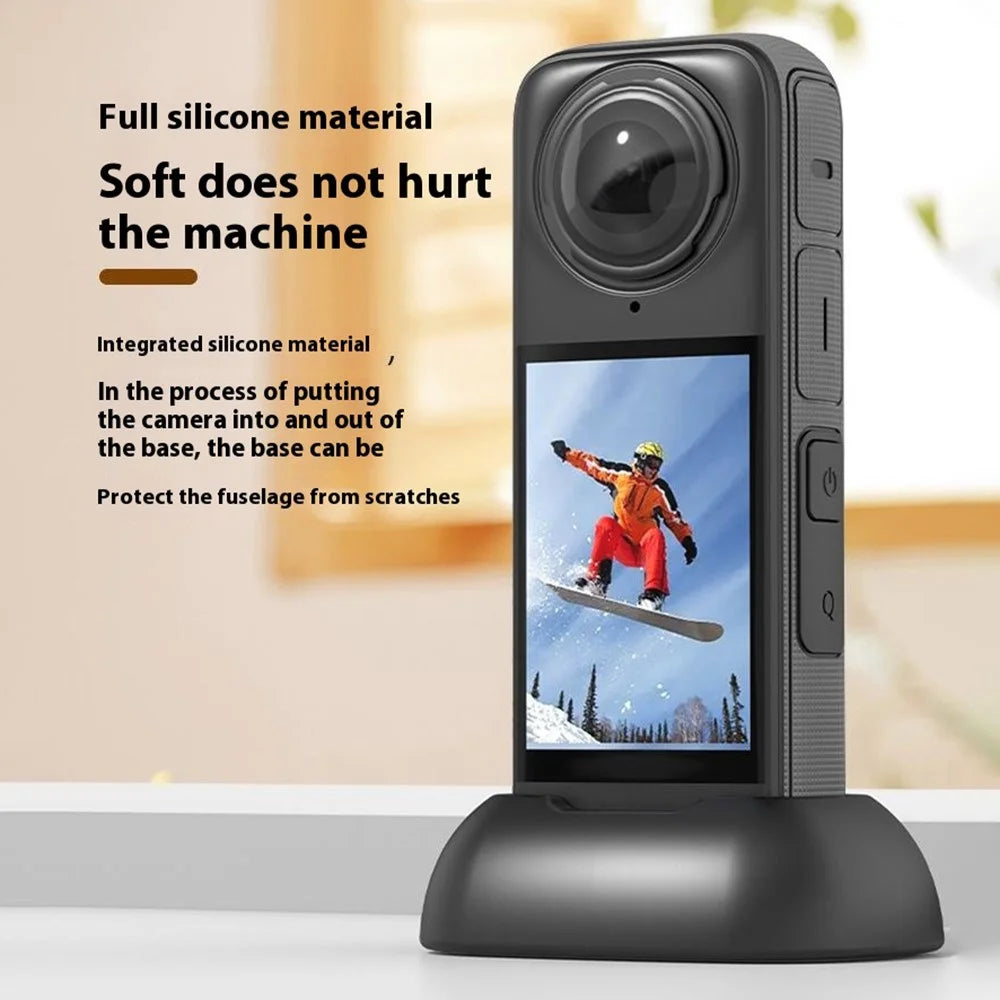 FLYMILE For Insta360 X5 / Insta360 X4 Sports Camera Silicone Desktop Fixed Stand Upright Base - 4