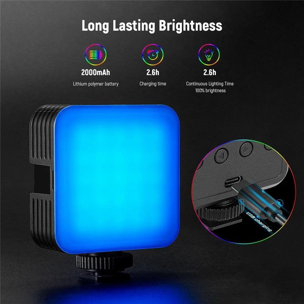NEEWER RGB61 Magnetic RGB Video Light 360 Degree Full Color LED Camera Light with 3 Cold Shoe Mounts - 4