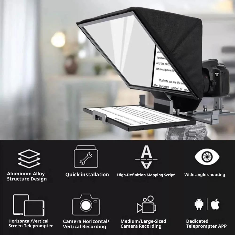 FEELWORLD TP16 11 Inch Camera Teleprompter Portable Folding Prompter / Video Recording Screen for DSLR / Smartphone / Live Streaming - 3