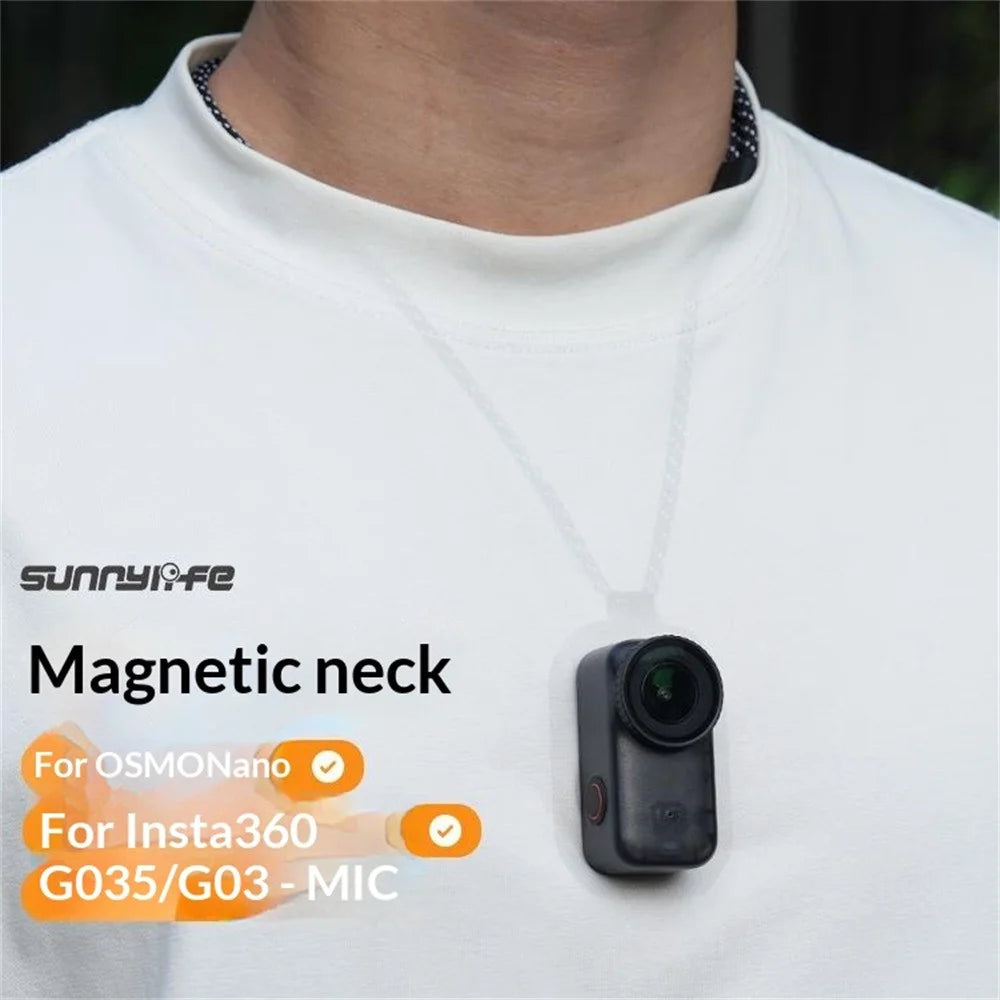 SUNNYLIFE ON-ZJ112 For DJI Osmo Nano / Mic / Insta360 GO 3 / 3S Magnetic Neck Strap POV Shooting Microphone Holder - Black - 2