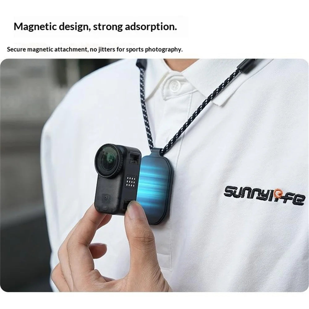SUNNYLIFE ON-ZJ112 For DJI Osmo Nano / Mic / Insta360 GO 3 / 3S Magnetic Neck Strap POV Shooting Microphone Holder - Black - 4