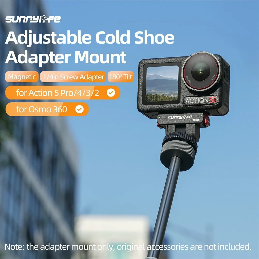 SUNNYLIFE AD118 Magnetic Quick Release Adapter for DJI Osmo 360 / Action 5 Pro / 4 / 3 / 2 Adjustable Camera Mount - 3
