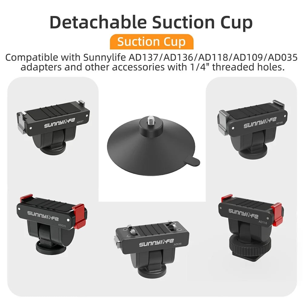 SUNNYLIFE SC114 Magnetic Quick Release Ball Joint Suction Cup Mount for DJI Osmo 360 / Action 5 Pro / 4 / 3 Camera - 4