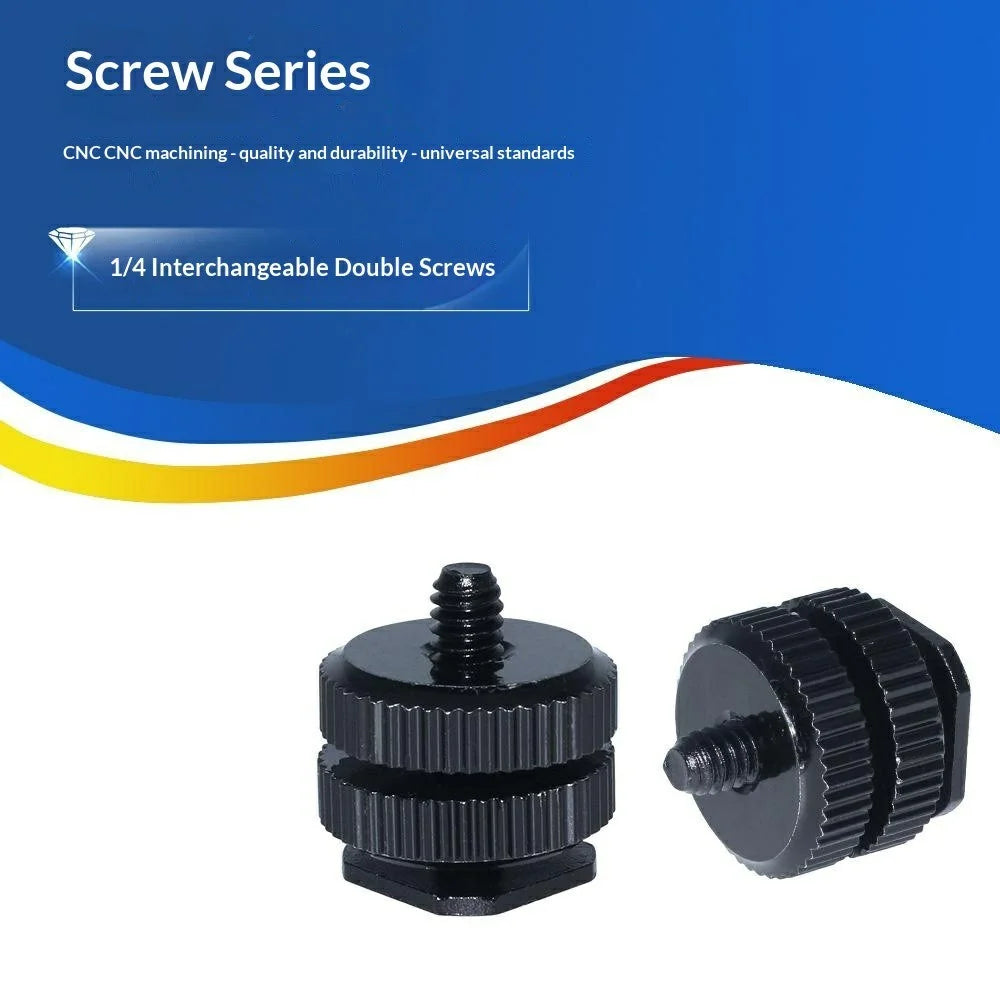 E001 1 / 4 Inch Screw Hot Shoe Mount Aluminum Alloy Adapter for Flash DSLR Camera Microphone Stand Bracket - Black - 3