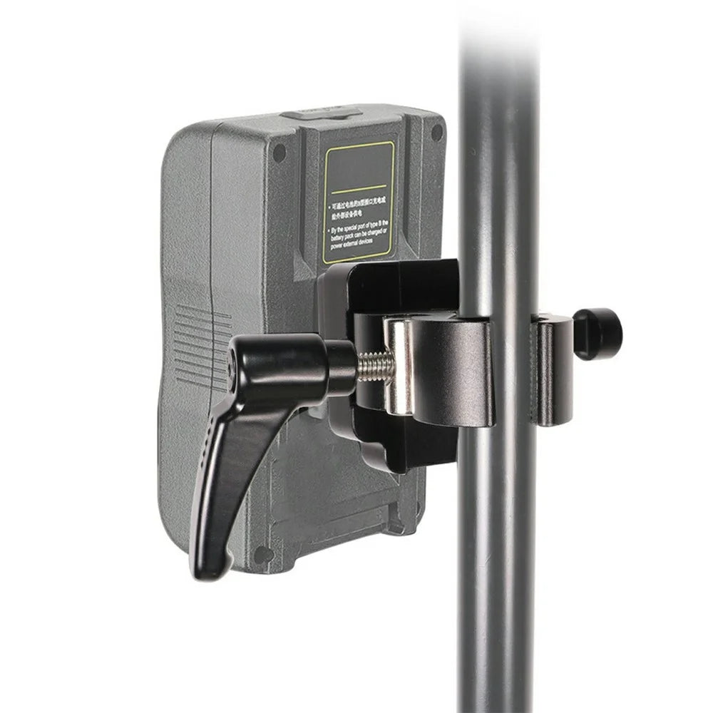 LB16 Aluminum Alloy Camera Clamp V-Lock Mount Quick Release Adapter for V-Port Battery Plate - Black - 2