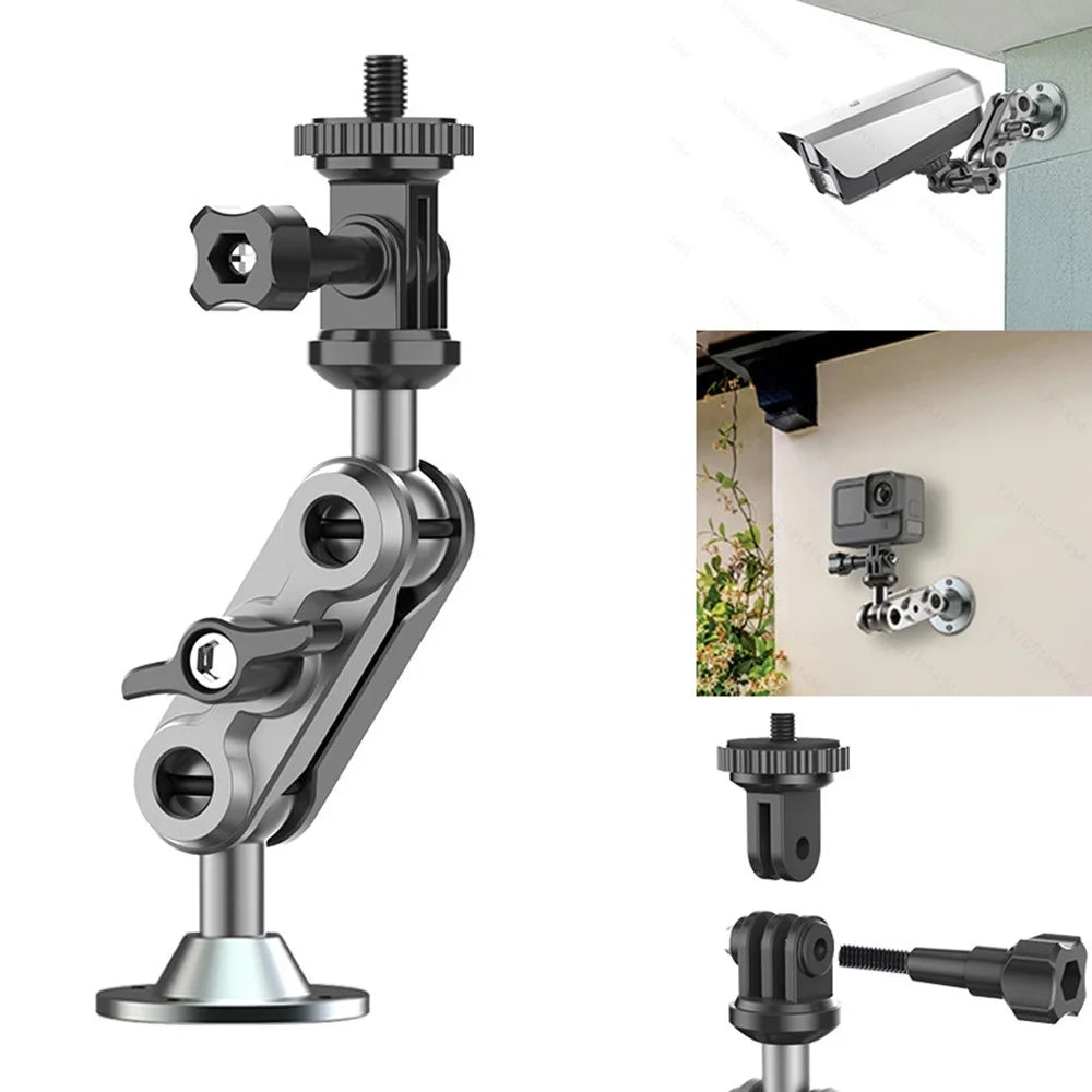 Camera Monitor Mount Wall Ceiling Bracket Double Ball Head 1 / 4 Interface Adjustable Swivel Stand - 2