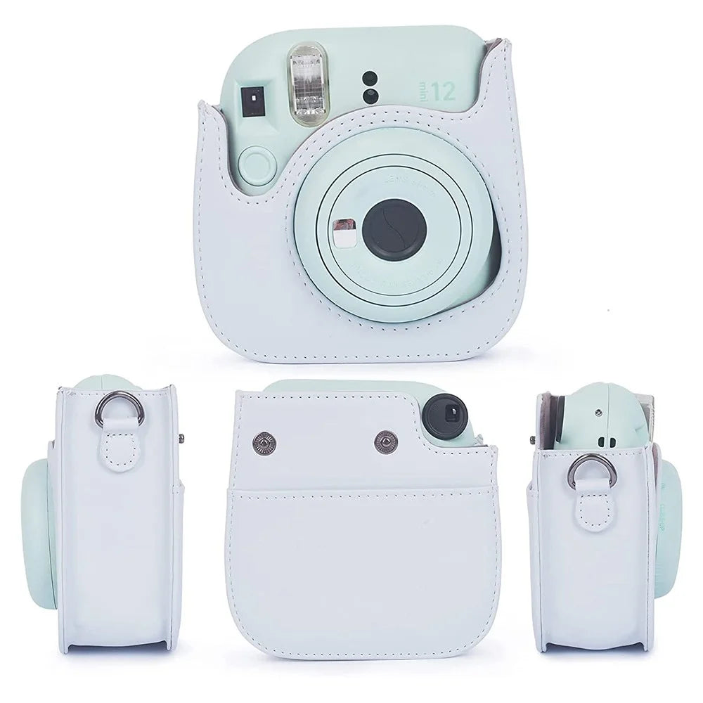 For FujiFilm Instax Mini 12 / 11 / 9 / 8 Camera Accessories 7-in-1 Bundle Kit Include Case, Film Stickers, Desk Frames, Hanging Frame - White - 3