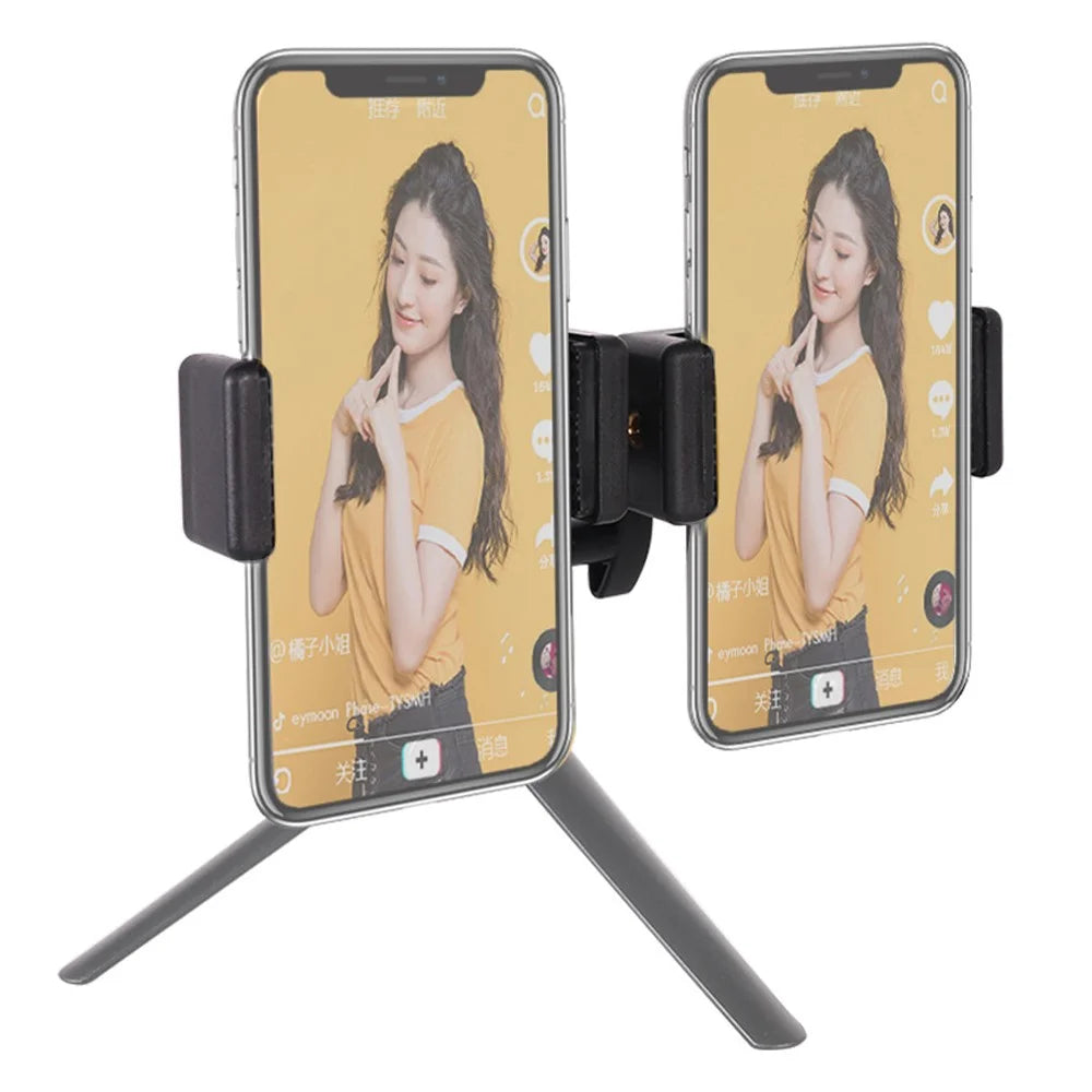 Z011 Dual Head Mobile Phone Clip 360-Degree Rotation Live Streaming Cellphone Mount Clamp - 4