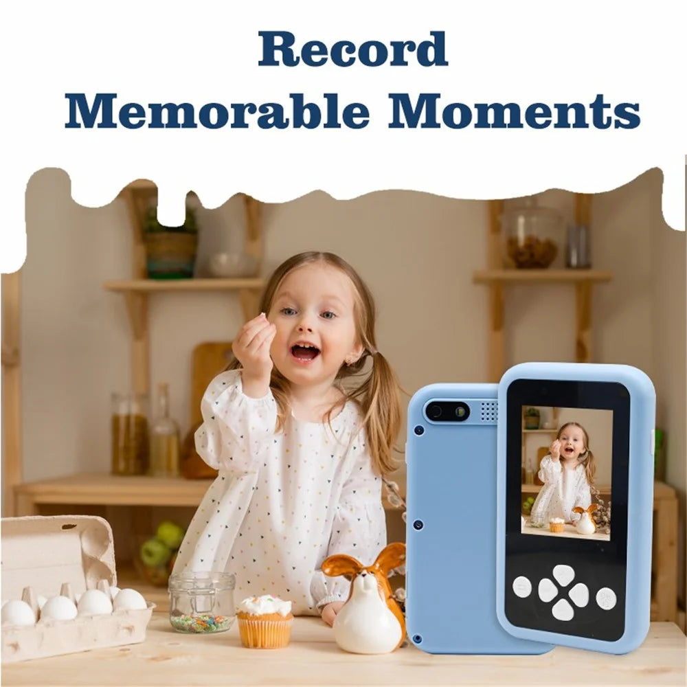KDC-0027A 2.4-inch Screen Kids Camera Built-in Games Creative Filters Rechargeable HD Digital Camera Toy - Blue - 3