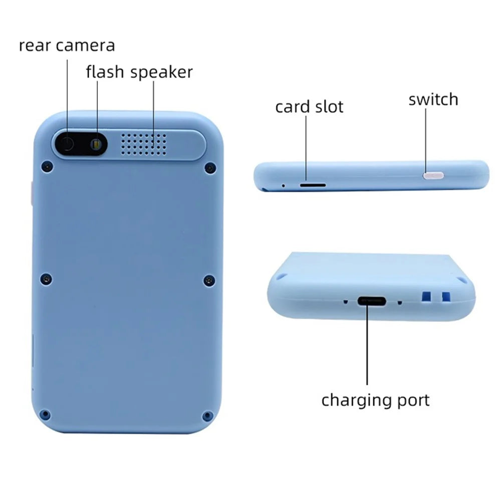 KDC-0027A 2.4-inch Screen Kids Camera Built-in Games Creative Filters Rechargeable HD Digital Camera Toy - Blue - 7