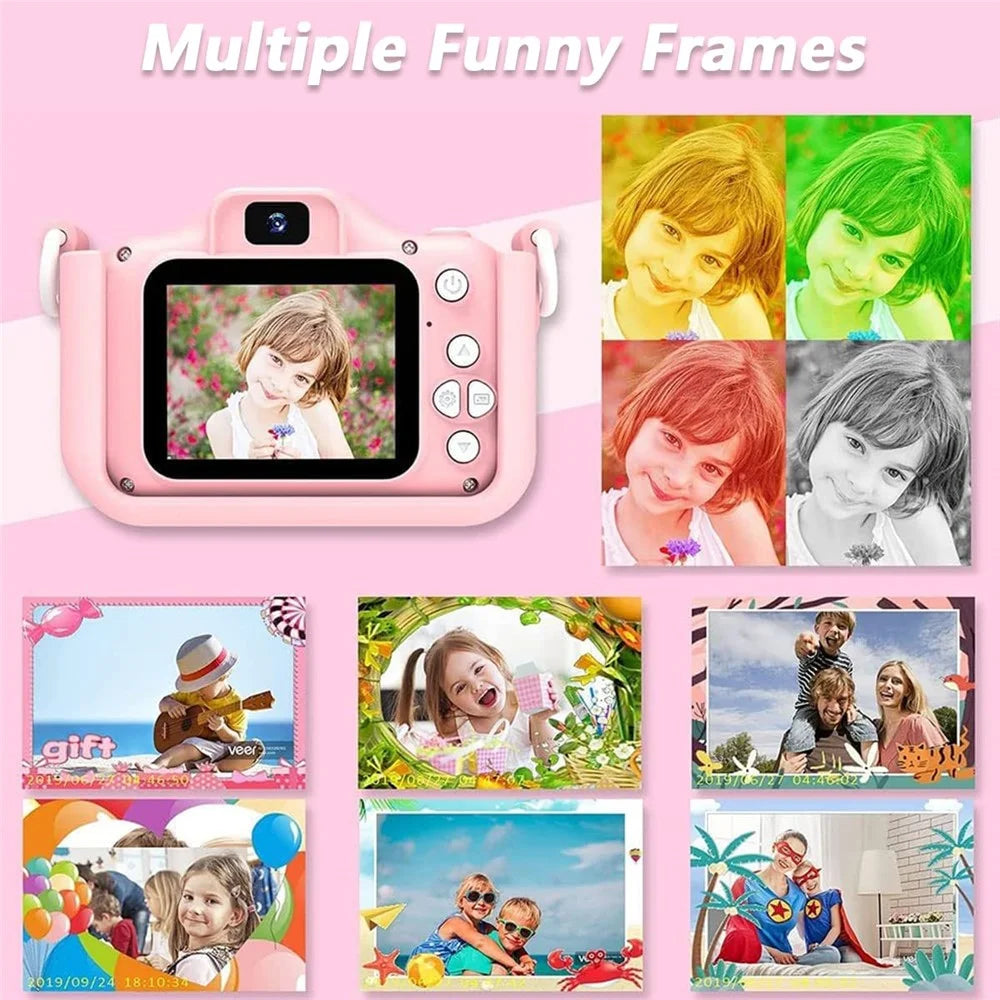 M8 2.0 Inch HD Dual Camera Digital Children Camera with Photo Video Game Support TF Card - Pink - 4