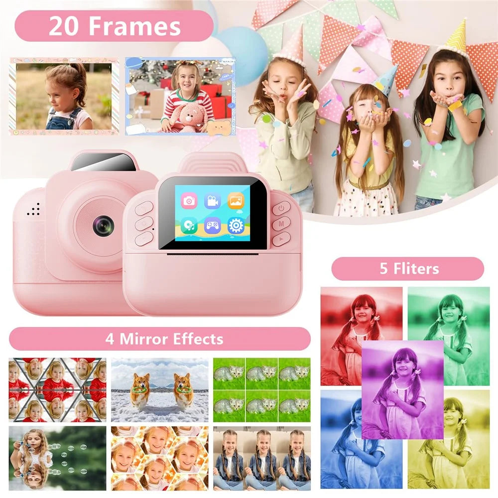 S9 2.4 Inch Kids Instant Print Camera Thermal Printer Children HD Video Recorder - Blue - 3