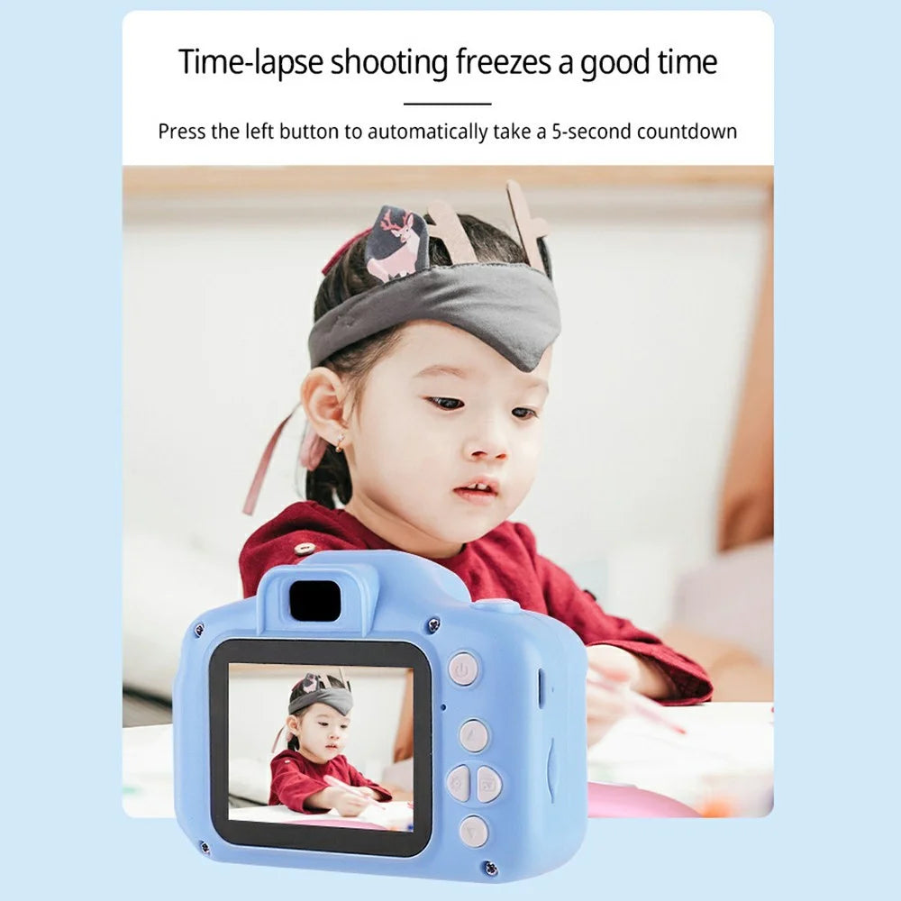 X2 1080P HD Dual Lens Kids Camera Children Video Recorder with 32G TF Card + Card Reader - Blue - 4
