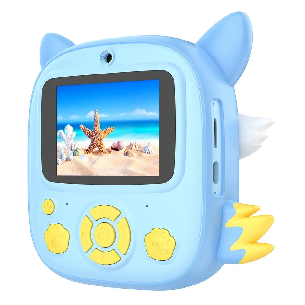 P7 2.4 Inch IPS Screen Kids Digital Camera Dual Lens Instant Printer with 32GB Card + Card Reader - Blue - 3