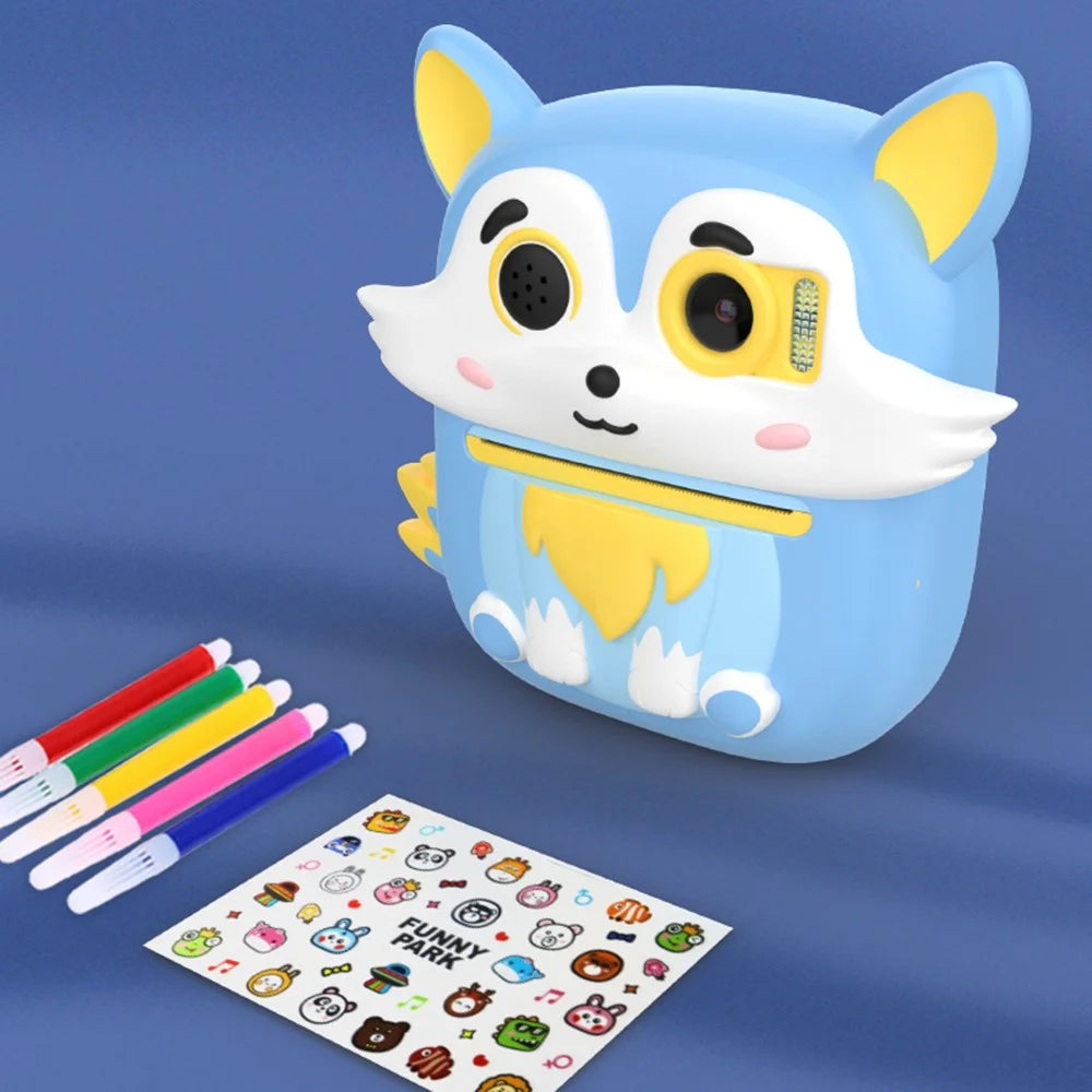 P7 2.4 Inch IPS Screen Kids Digital Camera Dual Lens Instant Printer with 32GB Card + Card Reader - Blue - 7