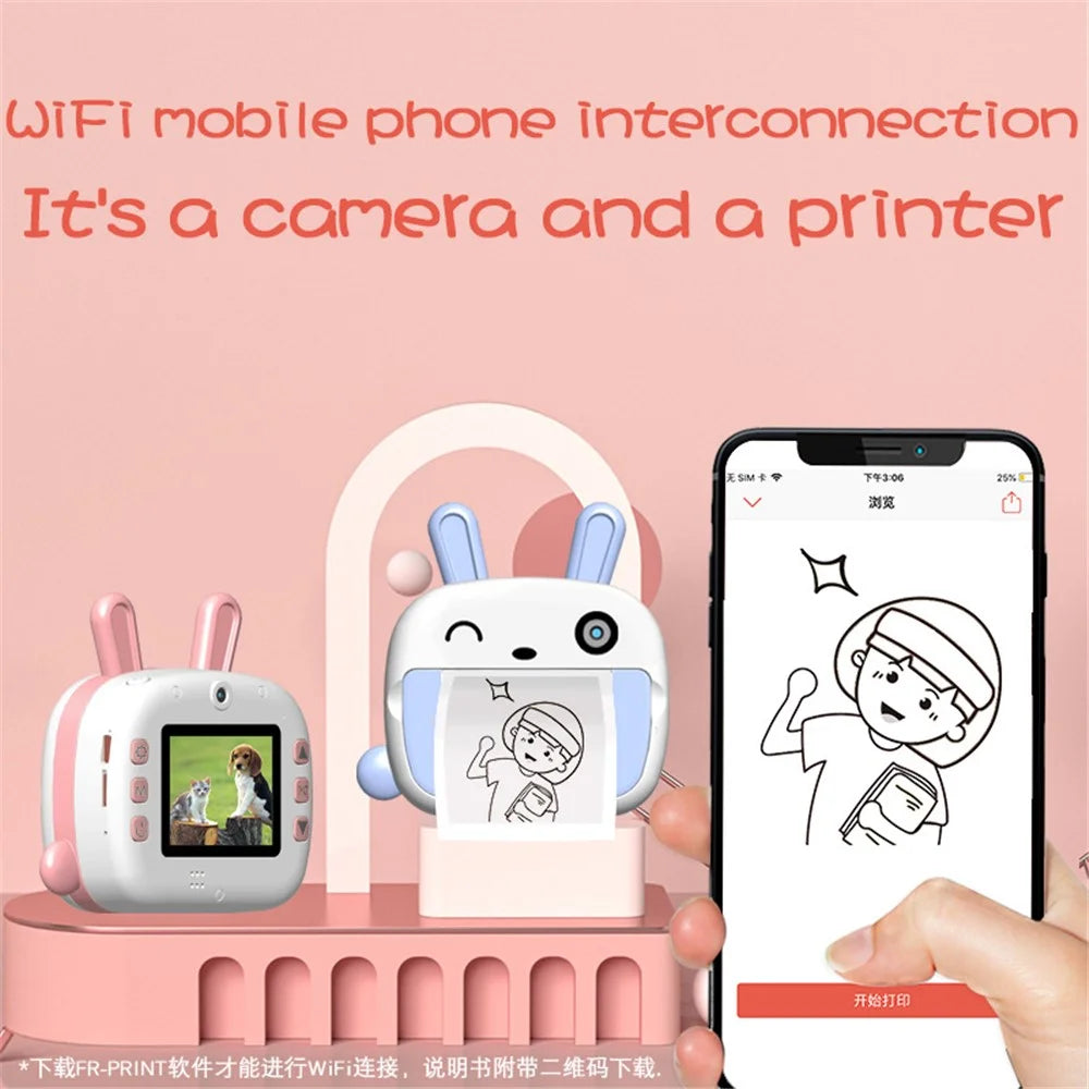 K09 2.4-inch Display Thermal Paper Print Camera for Children Portable Mini WiFi Instant Camera - Blue - 6