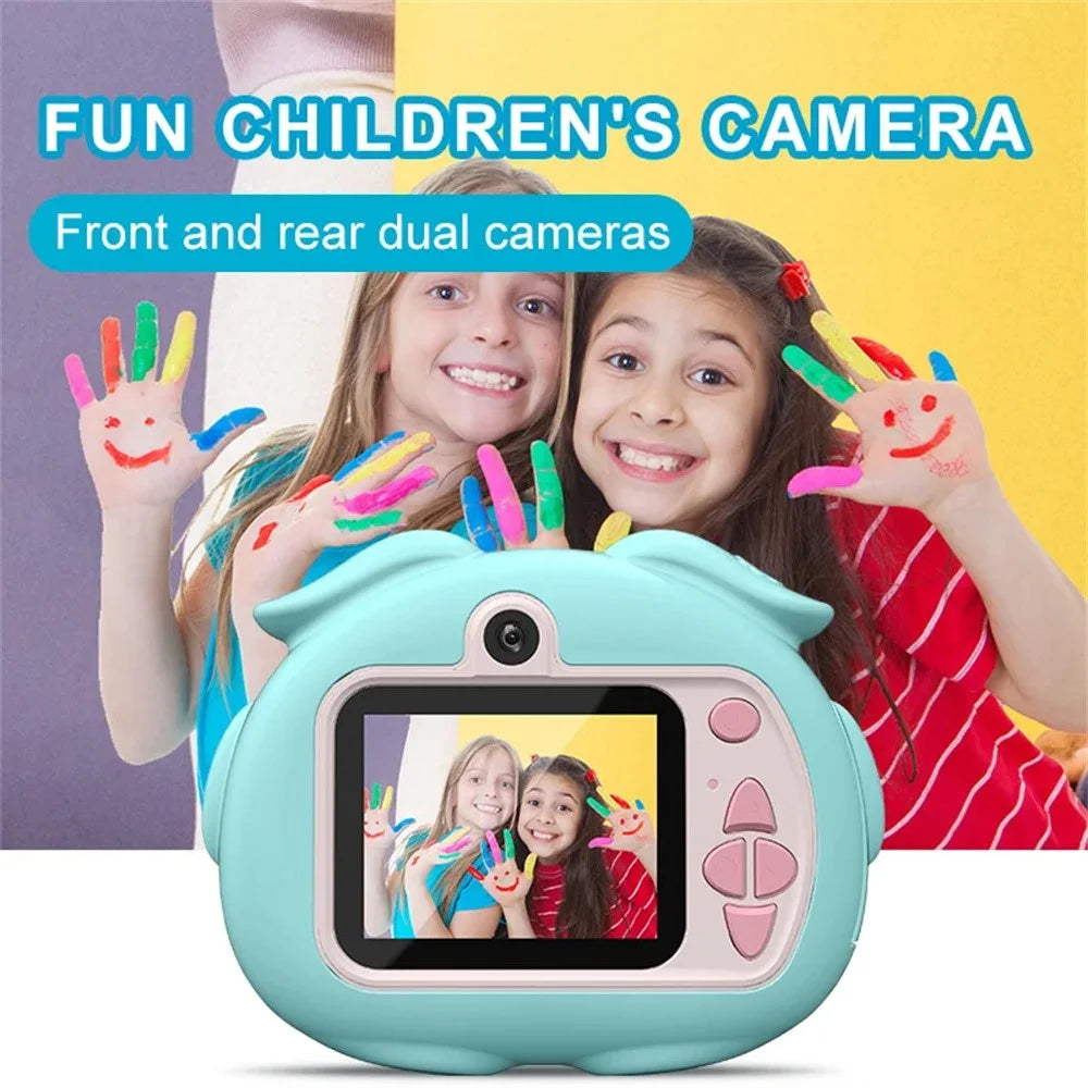 K69 For Kids Digital Camera Cartoon Animal Design 2.0 Inch HD Screen Dual Lens Video Recorder with 32GB Memory Card + Card Reader - Blue - 4