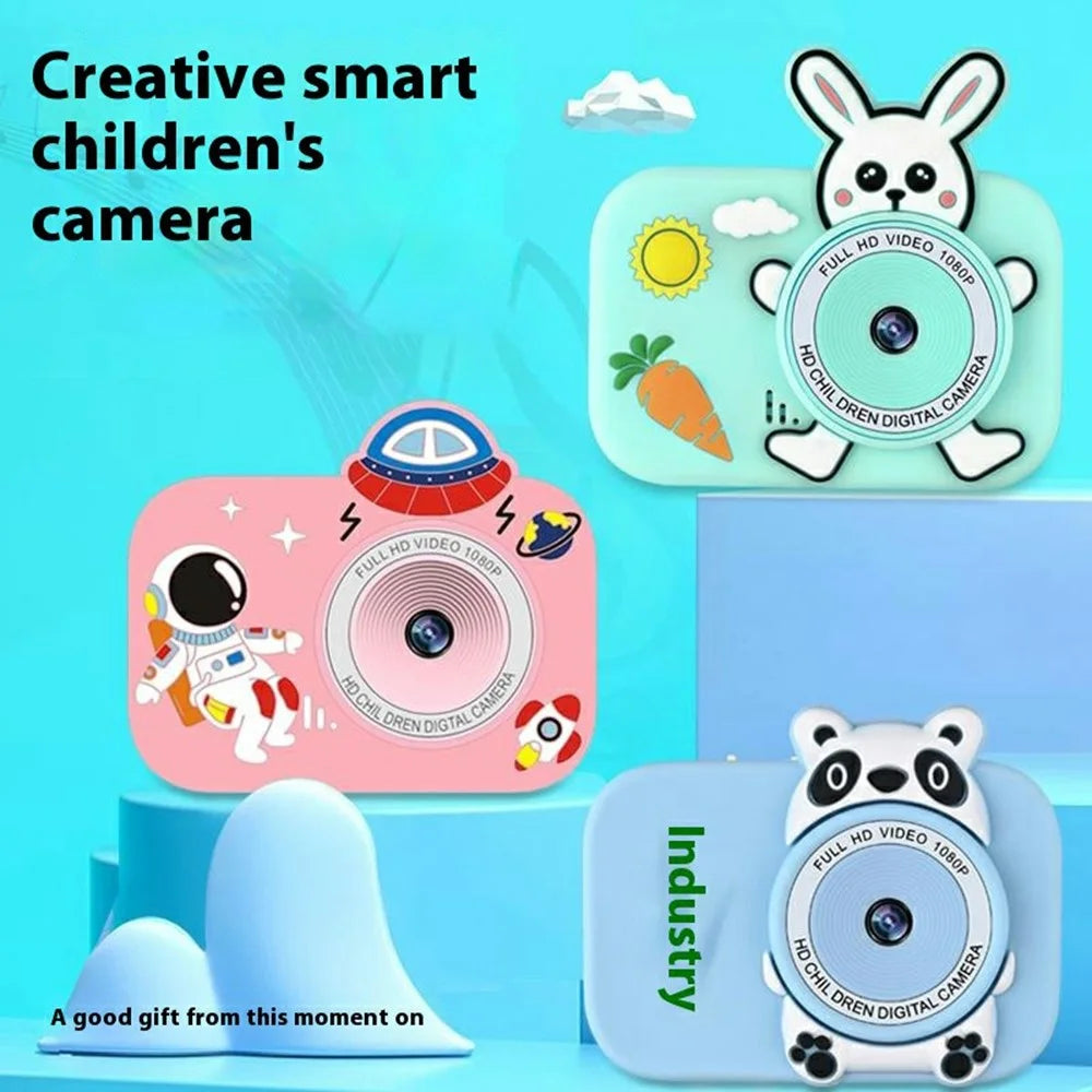 Y8S Cute Cartoon Design Kids Digital Camera HD Dual Lens Video Recorder for Children (No Memory Card) - Astronaut Pink - 3