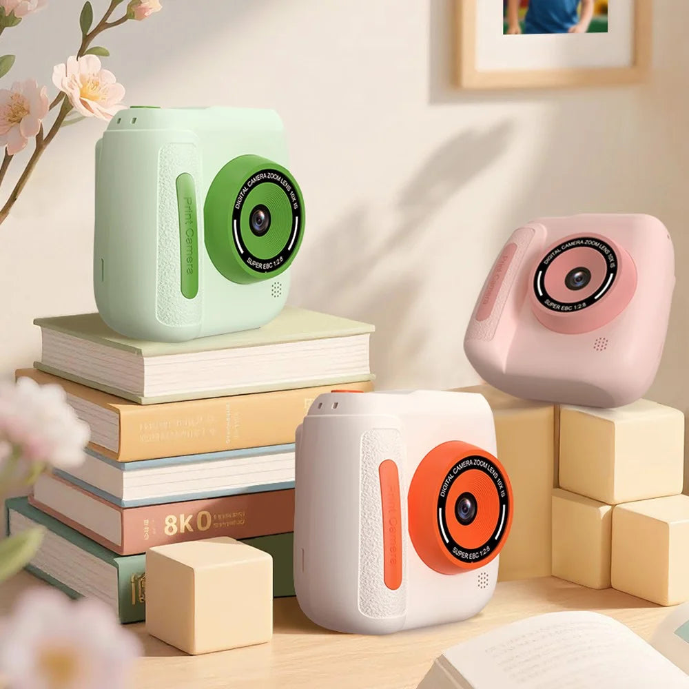 D102 2.4 Inch IPS Screen Instant Print Digital Camera for Kids 10X Zoom Dual HD Lens Video Recorder - Pink - 7