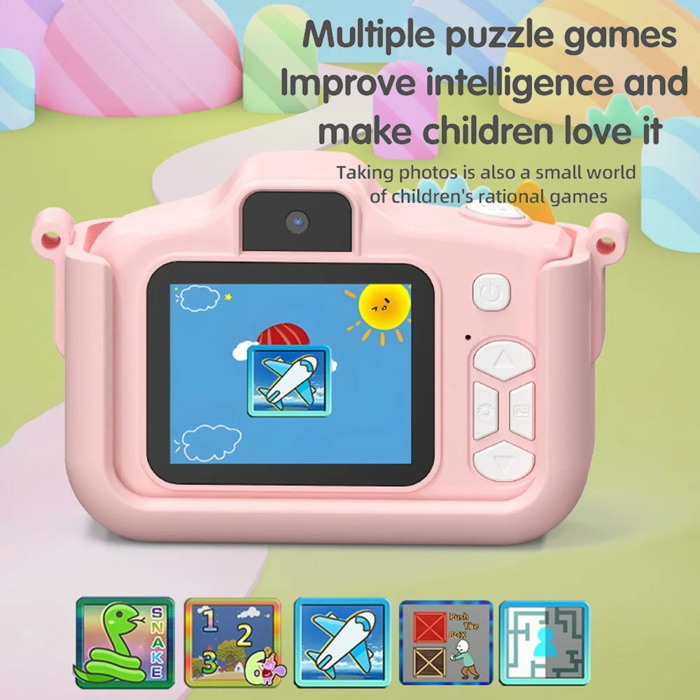 T5S Cartoon Cat Digital Camera 2.0 Inch IPS Screen HD Dual Lens Video Recorder for Kids, with 32GB Card + Card Reader - Pink - 6