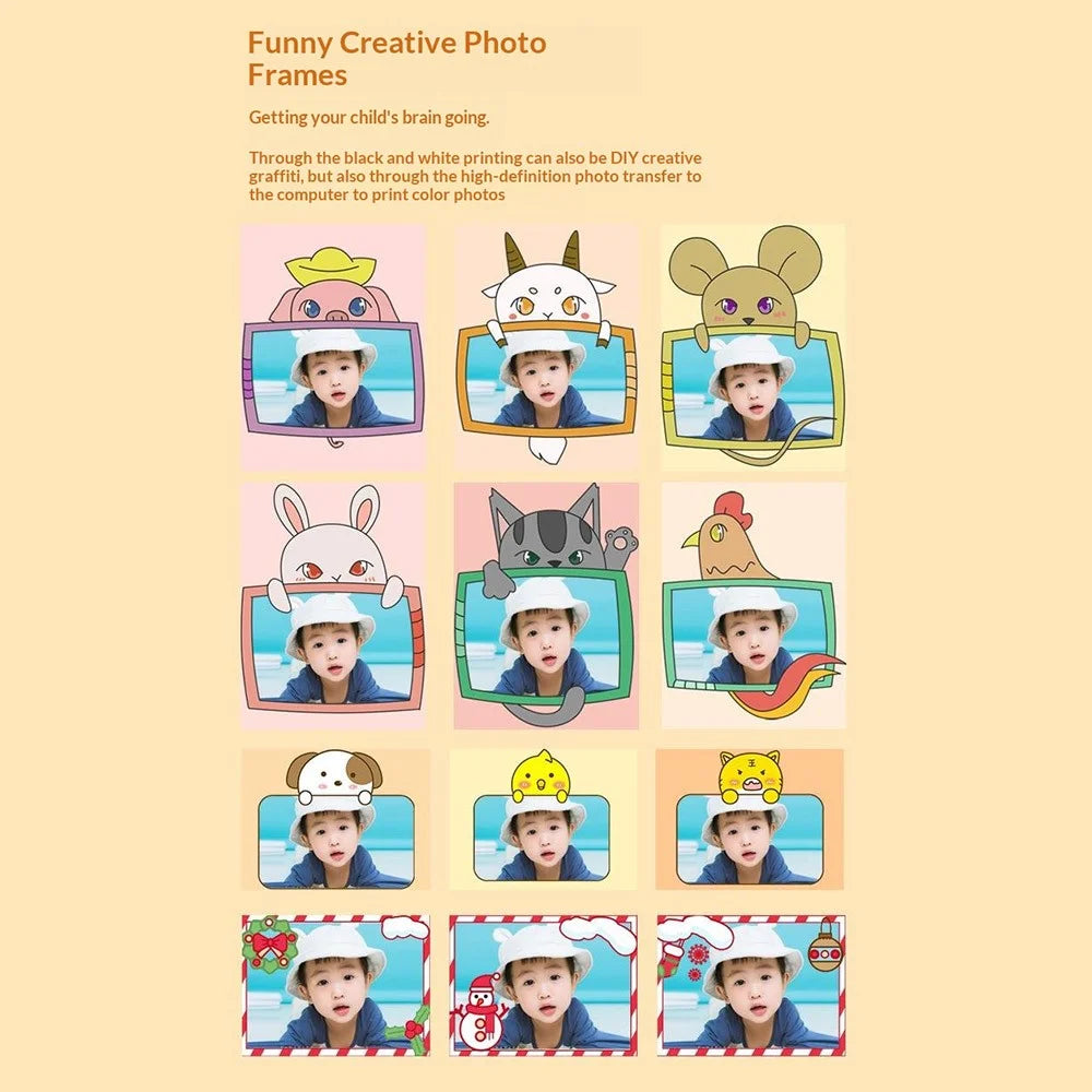 A6 Kids Camera 2800W Dual Lens 3.0 Inch Touch Screen Instant Print Camera for Children - Pink - 6