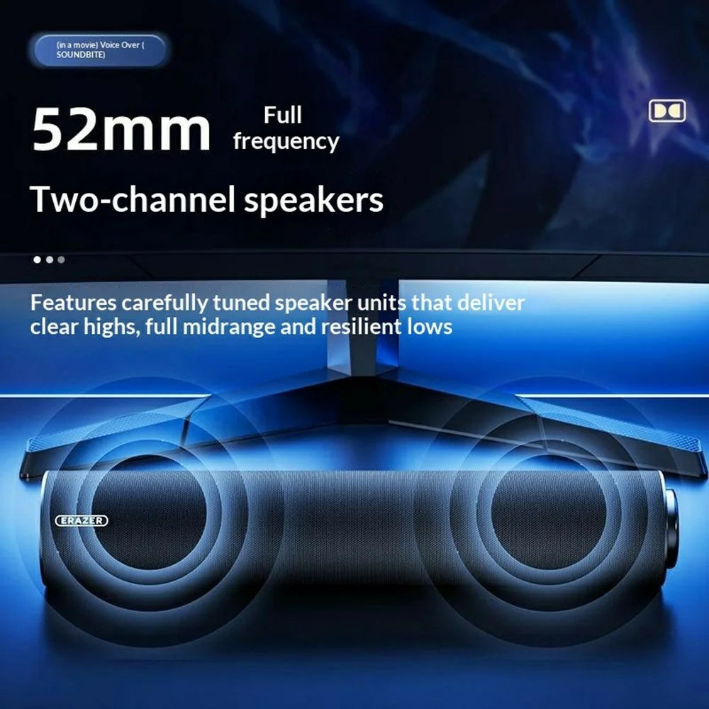 ERAZER W110 Desktop USB Wired Speaker 3.5mm Audio Input 6W Portable Speaker for PC Gaming (Invested By Lenovo) - Black - 4