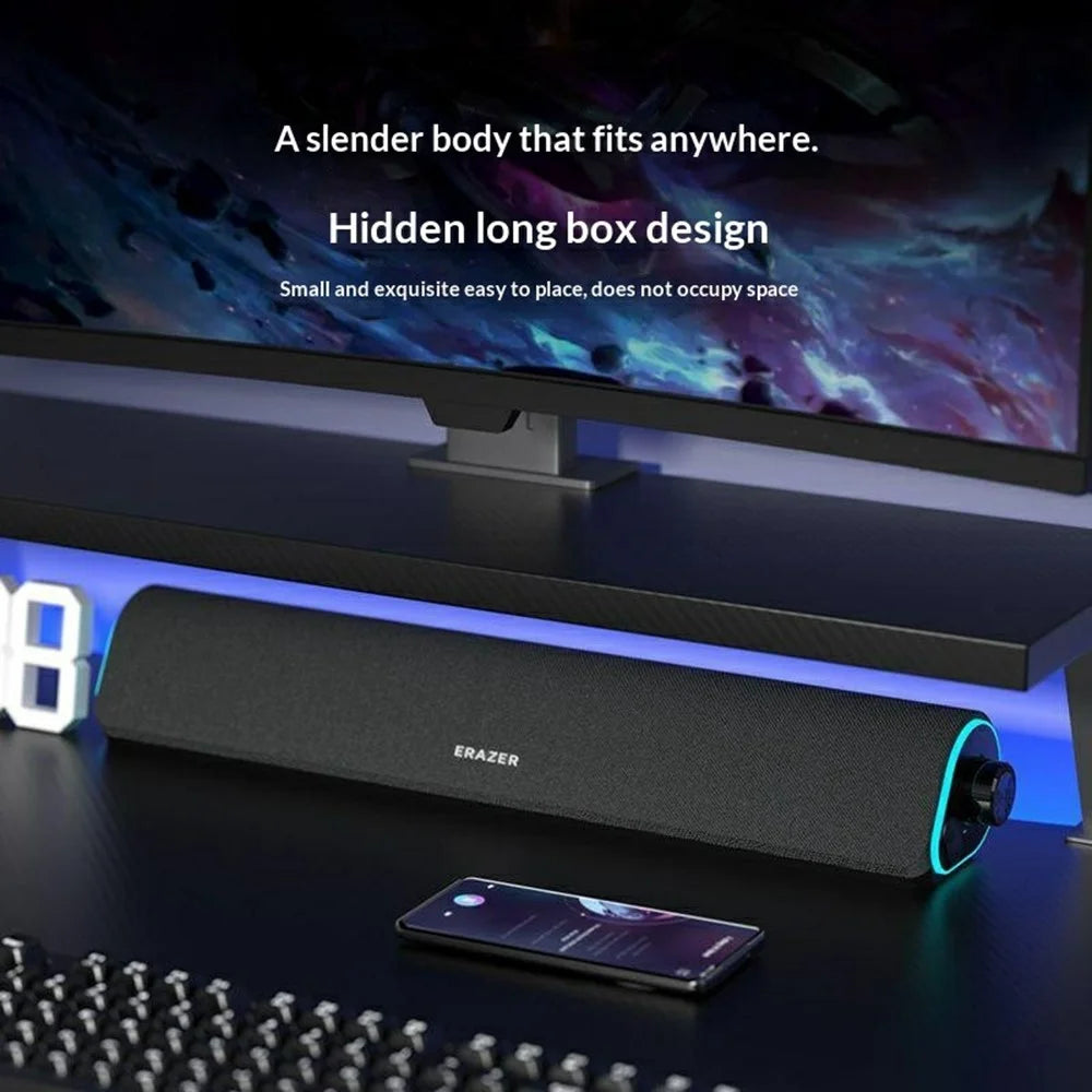ERAZER W05 Desktop Wired Speakers 6W RGB LED Bluetooth-compatible 5.3 Dual Driver Portable Speaker for PC Gaming (Invested By Lenovo) - 7