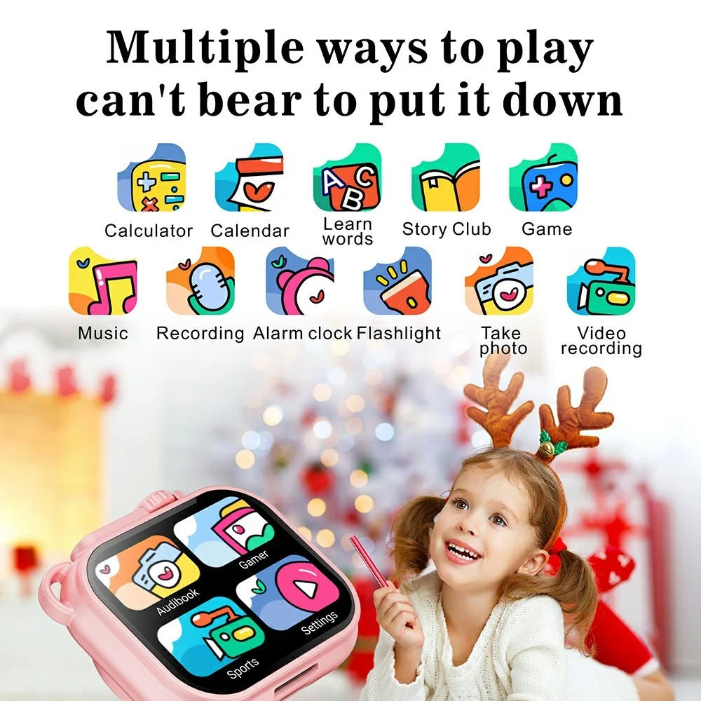 KC01 Kids Camera Toy with 1.85 Inch Screen 16X Zoom Mini Camera Built-in Games Music Stories for Boys Girls - Pink - 3