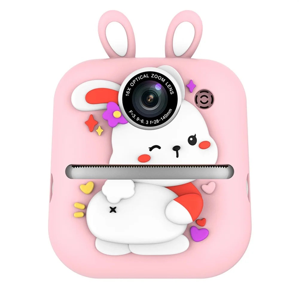 Q23 Kids Instant Printing Camera 2.4 Inch IPS Screen 48MP Dual Camera System 16X Zoom Camera Toy for Children - Rabbit Pink - 3