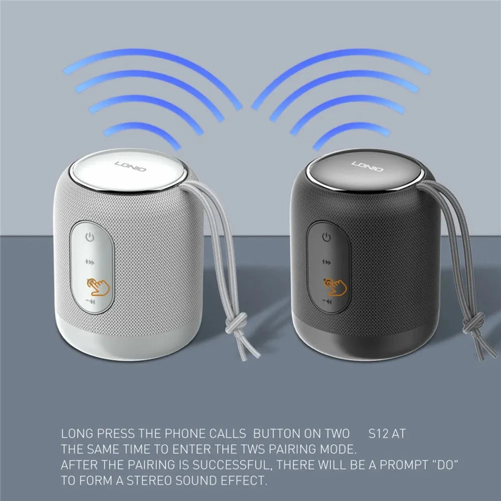 LDNIO BTS12 Wireless Bluetooth-compatible Speaker TWS Stereo Pairing SD Card AUX Wired Speaker for Desktop Outdoor - White - 4
