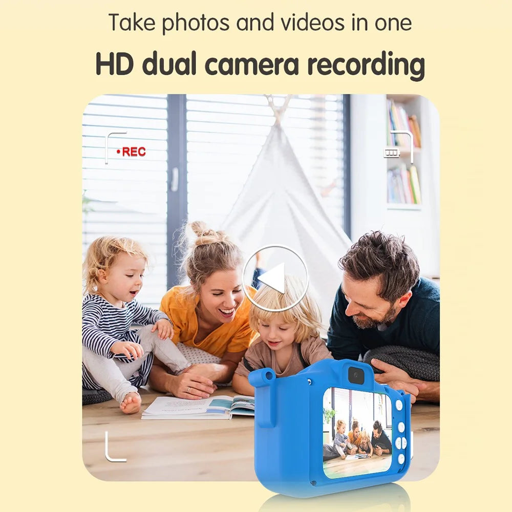 X13S Cartoon Dinosaur Dual Lens Kids Camera Toy with 32G TF Card + Card Reader (CE Certified) - Blue - 2
