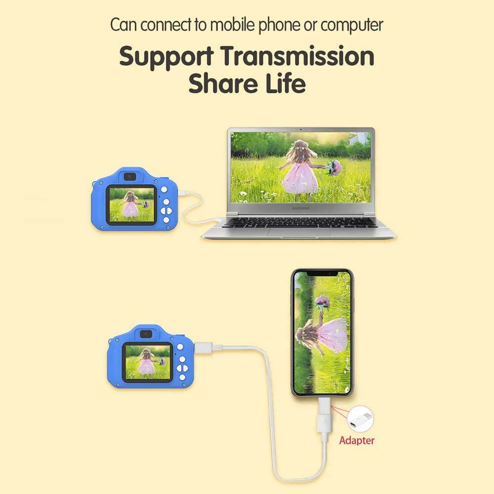 X13S Cartoon Dinosaur Dual Lens Kids Camera Toy with 32G TF Card + Card Reader (CE Certified) - Blue - 3