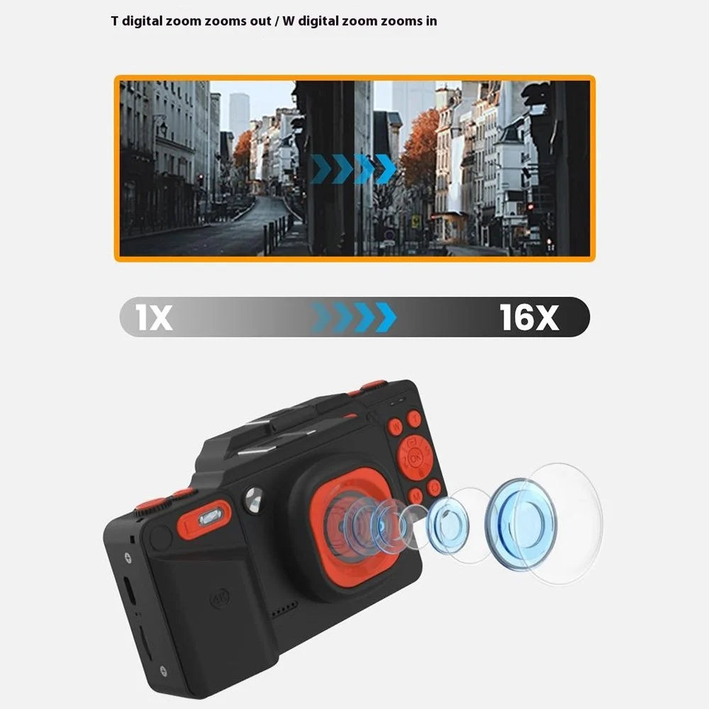A8 2.8 Inch Portable Digital Camera 16X Zoom 4K Ultra HD Video Recording CCD with LED Flash - Black - 5