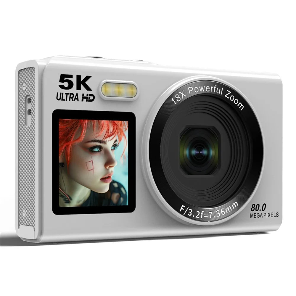 S150 Pro 5K Digital Camera Dual Screen 18X Digital Zoom 80MP WiFi Camcorder with Built-in Flash - White - 1