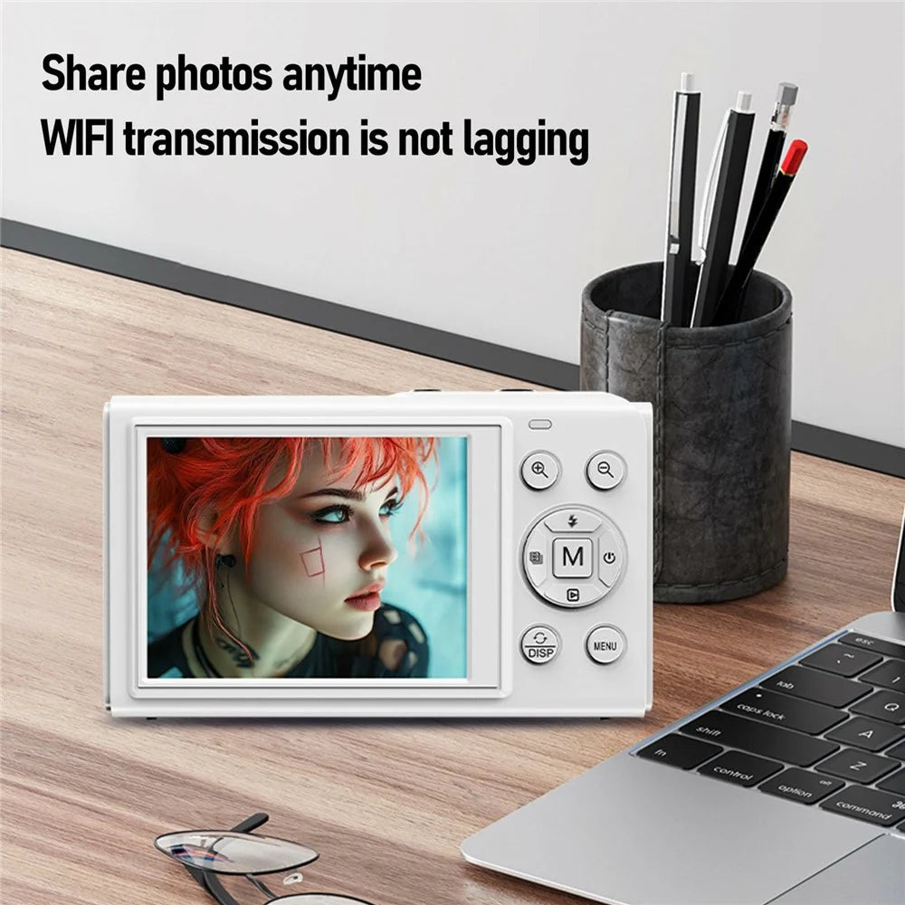 S150 Pro 5K Digital Camera Dual Screen 18X Digital Zoom 80MP WiFi Camcorder with Built-in Flash - White - 7