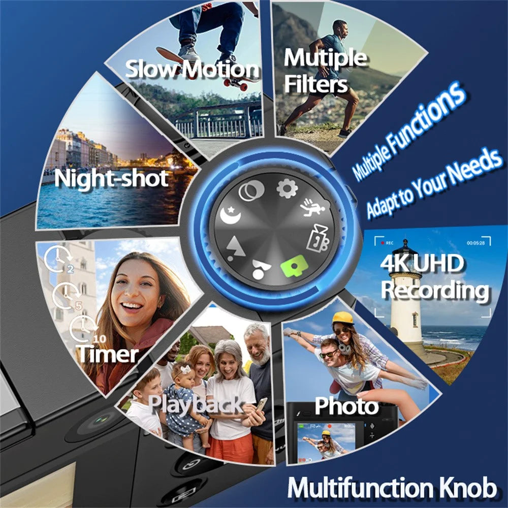 DC218L Beginners 4K 64MP Digital Camera Dual Lens 16X Zoom Autofocus Camera with 32G Memory Card - 3