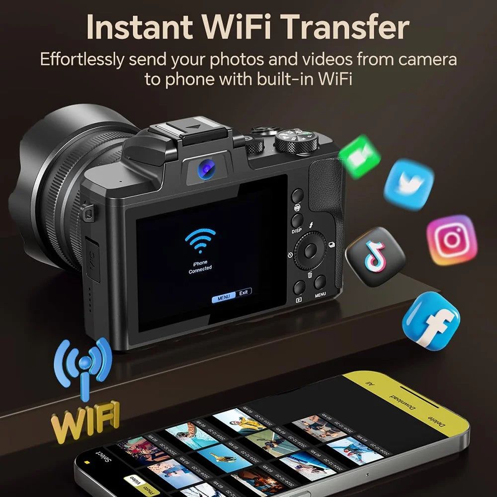 DC226 Students Entry-Level Digital Camera 48MP Sensor 8K HD Video Selfie Camera with 32GB Memory Card - EU Plug - 4