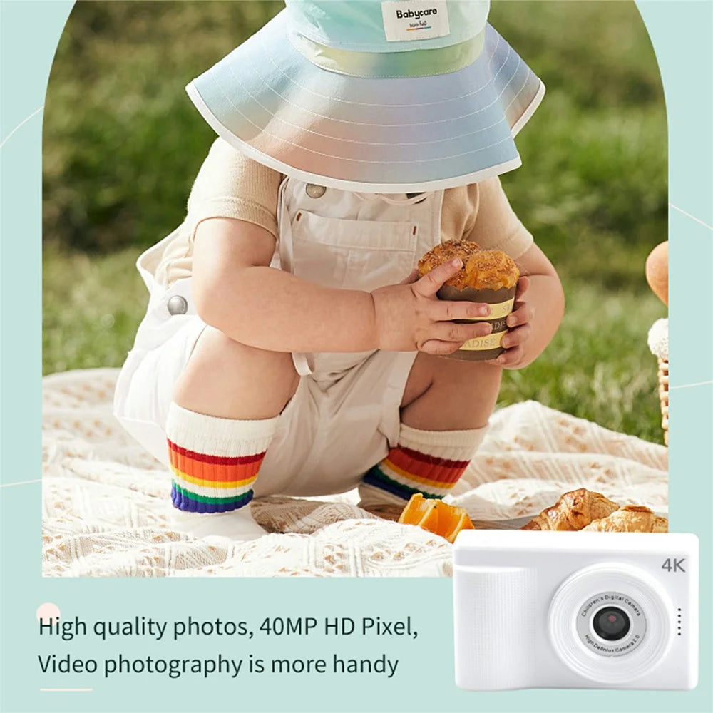 Y1 2.4 Inch Portable Digital Camera Dual HD Lens 4X Digital Zoom Auto Focus 4K Video Recorder - Black - 2
