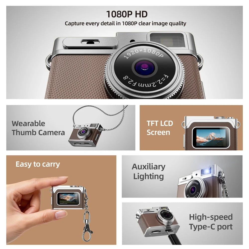 G1 0.96 Inch TFT Screen Portable Digital Camera 1080P HD Video Thumb Size CCD Mini Camcorder - White - 3