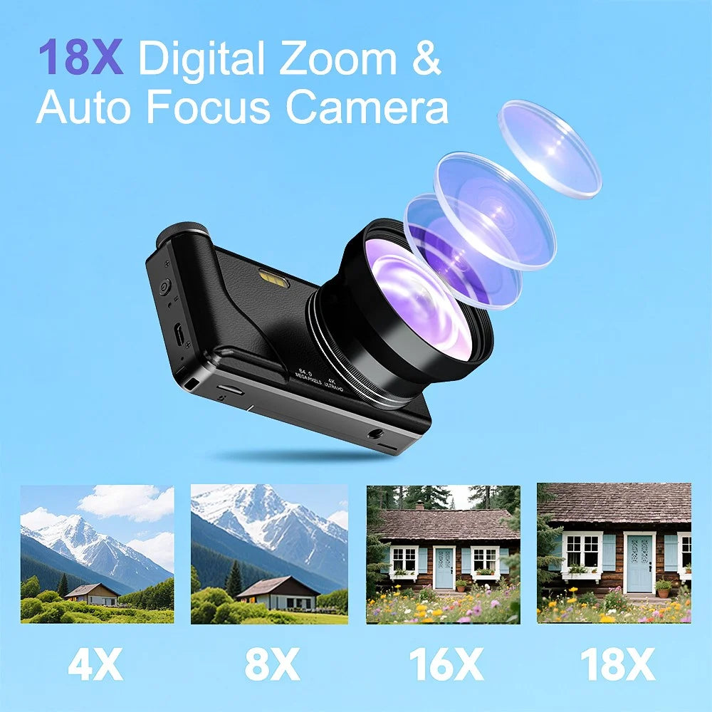 A65 3.0 inch 18X Digital Zoom Flip Screen Mirrorless Camera 20MP Student CCD Digital Camera without External Lens - Black - 4
