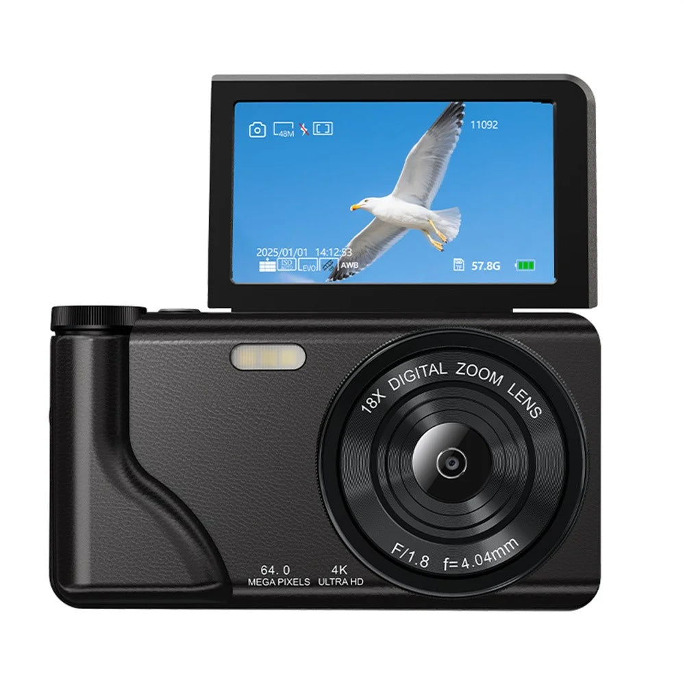 A65 3.0 inch 18X Digital Zoom Flip Screen Mirrorless Camera 20MP Student CCD Digital Camera with 32GB Card / Card Reader, without External Lens - Black - 1