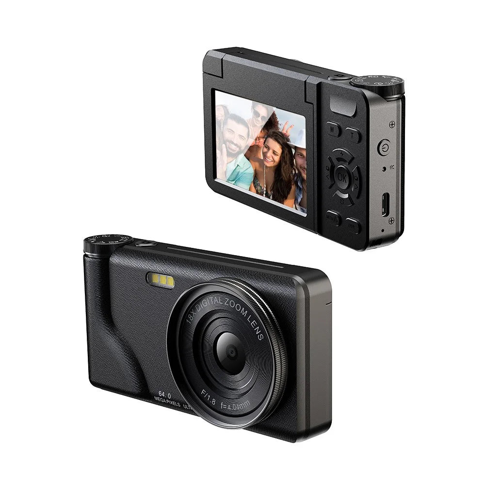 A65 3.0 inch 18X Digital Zoom Flip Screen Mirrorless Camera 20MP Student CCD Digital Camera with 32GB Card / Card Reader, without External Lens - Black - 2
